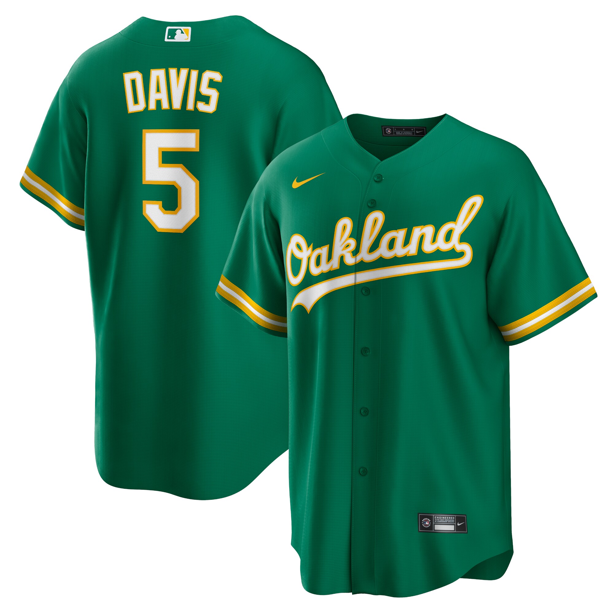 Men's Oakland Athletics JD Davis Kelly Green Alternate Jersey 