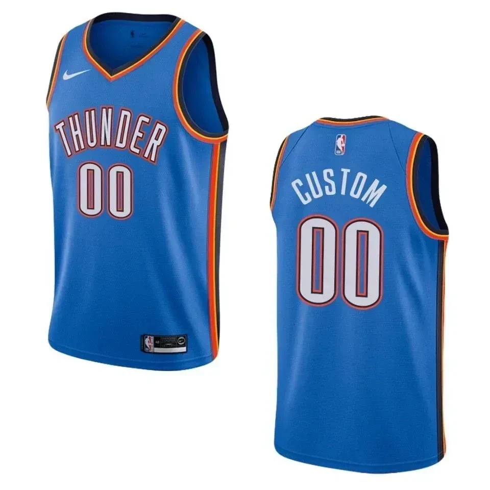 Men's Oklahoma City Thunder 00 Custom Icon Swingman Jersey - Blue - JS847 