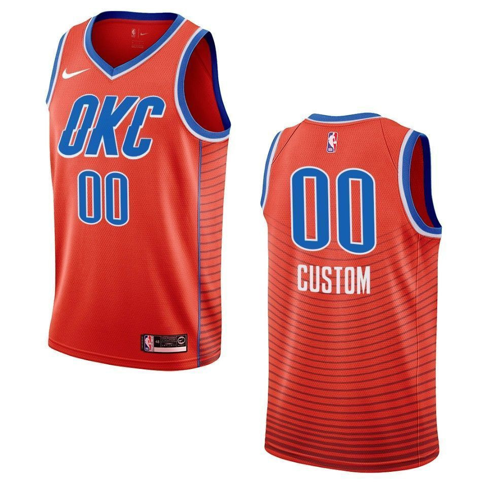Men's Oklahoma City Thunder 00 Custom Statement Swingman Jersey - Orange - JS204 