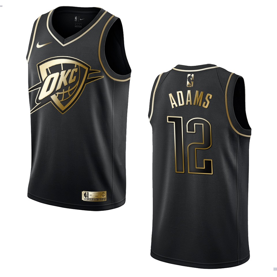 Men’s Oklahoma City Thunder #12 Steven Adams Golden Edition Jersey – Black