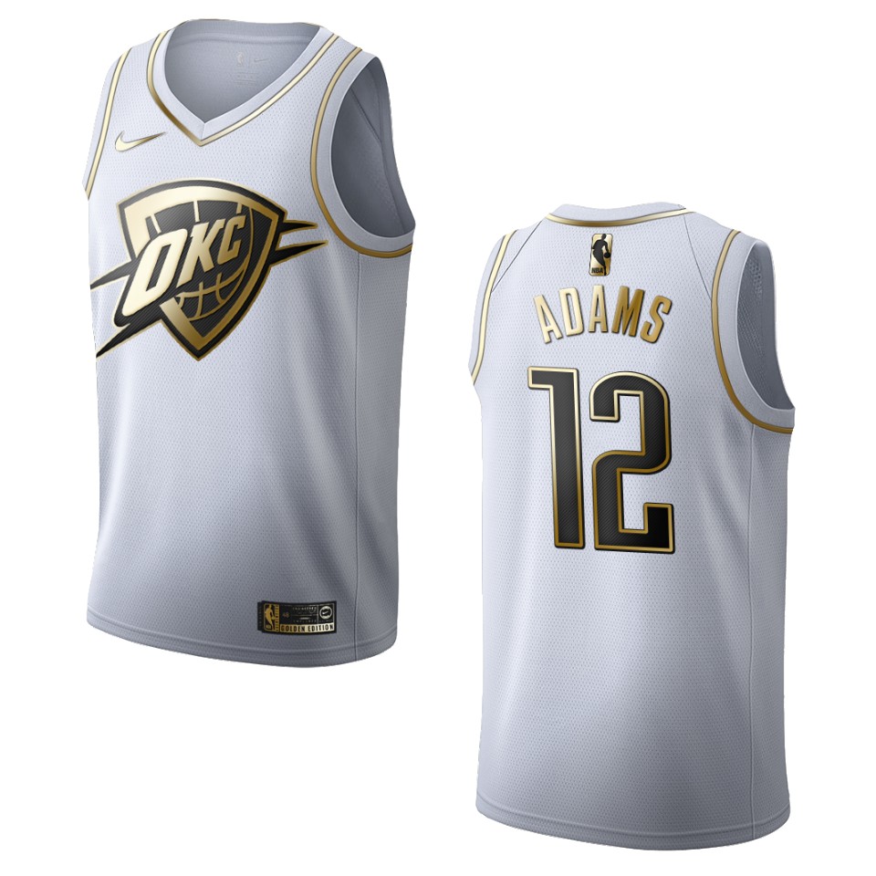 Men’s Oklahoma City Thunder #12 Steven Adams Golden Edition Jersey – White