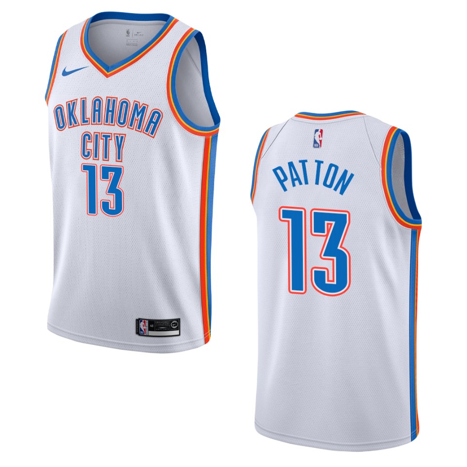 Men's Oklahoma City Thunder #13 Justin Patton Association Swingman Jersey - White