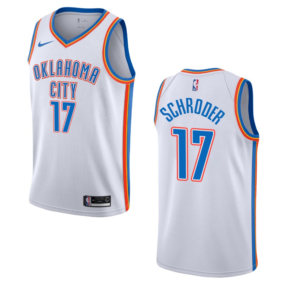 Men's Oklahoma City Thunder #17 Dennis Schroder Association Swingman Jersey - White