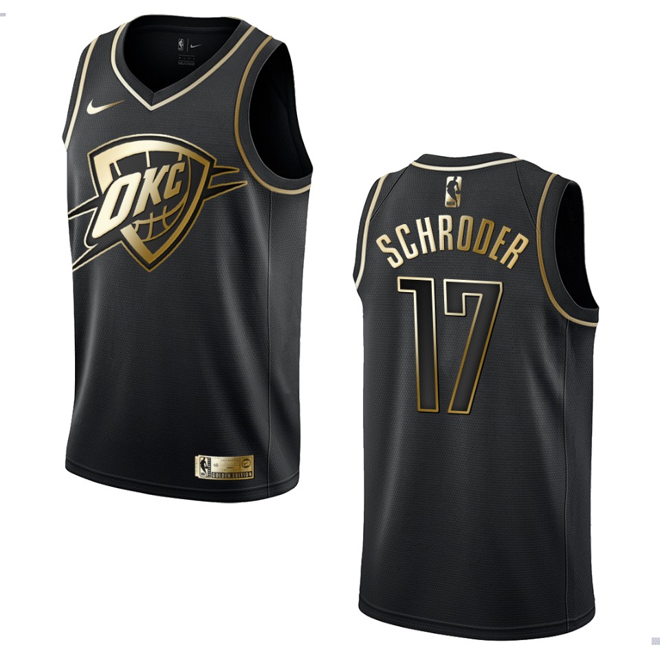 Men’s Oklahoma City Thunder #17 Dennis Schroder Golden Edition Jersey – Black