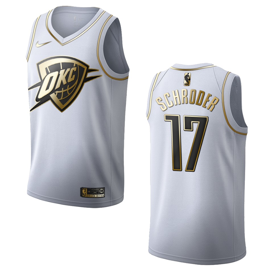 Men’s Oklahoma City Thunder #17 Dennis Schroder Golden Edition Jersey – White