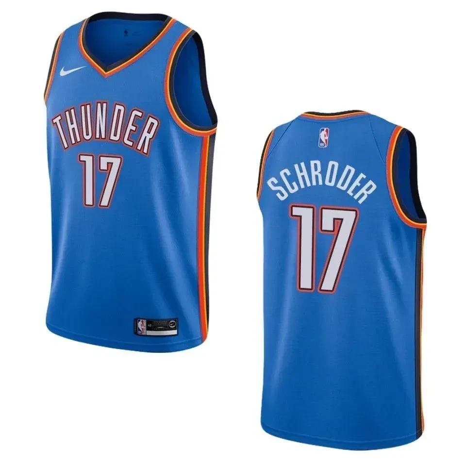 Men's Oklahoma City Thunder 17 Dennis Schroder Icon Swingman Jersey - Blue - JS680 