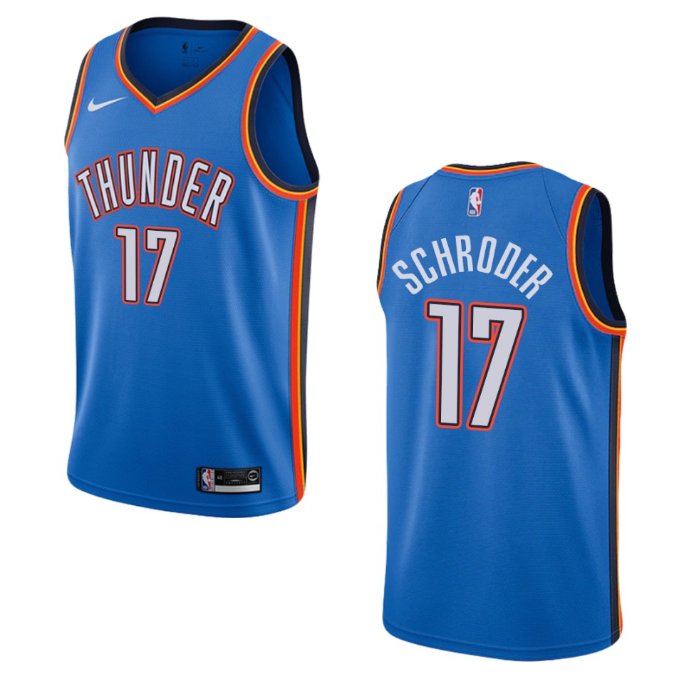 Men's Oklahoma City Thunder #17 Dennis Schroder Icon Swingman Jersey - Blue