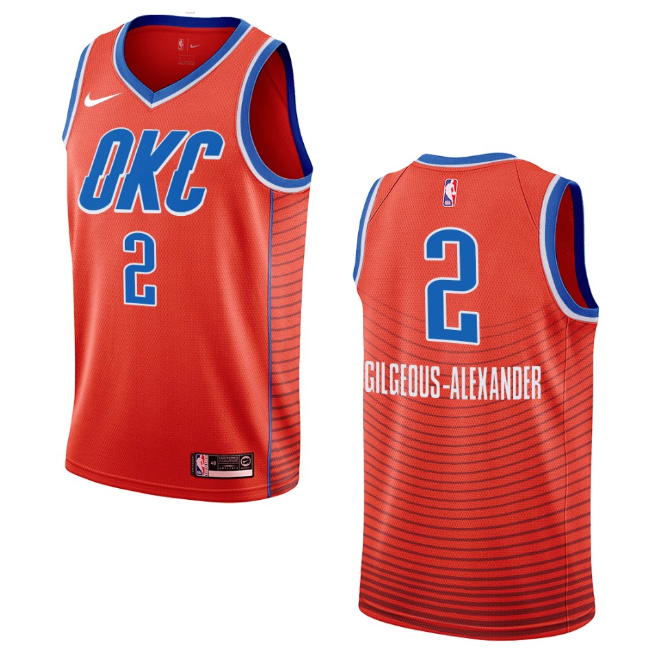 Men's Oklahoma City Thunder #2 Shai Gilgeous-alexander Statement Swingman Jersey - Orange