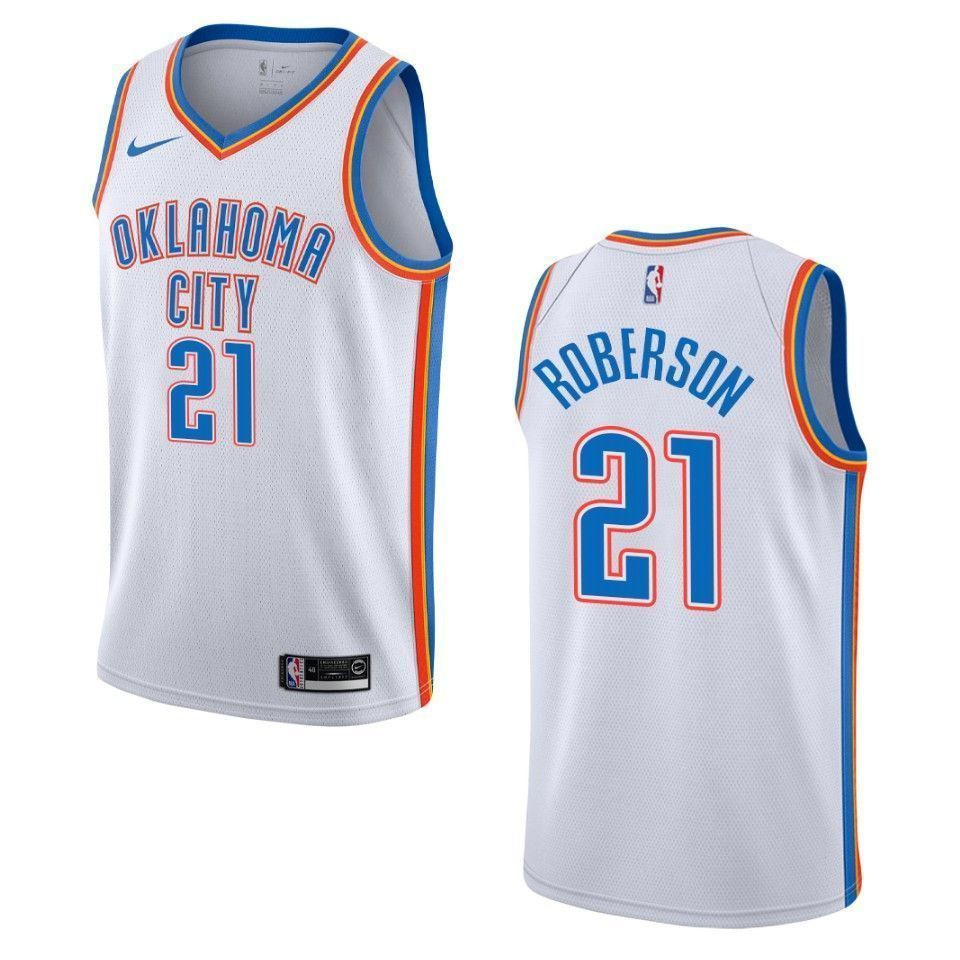 Men's Oklahoma City Thunder 21 Andre Roberson Association Swingman Jersey - White - JS852 