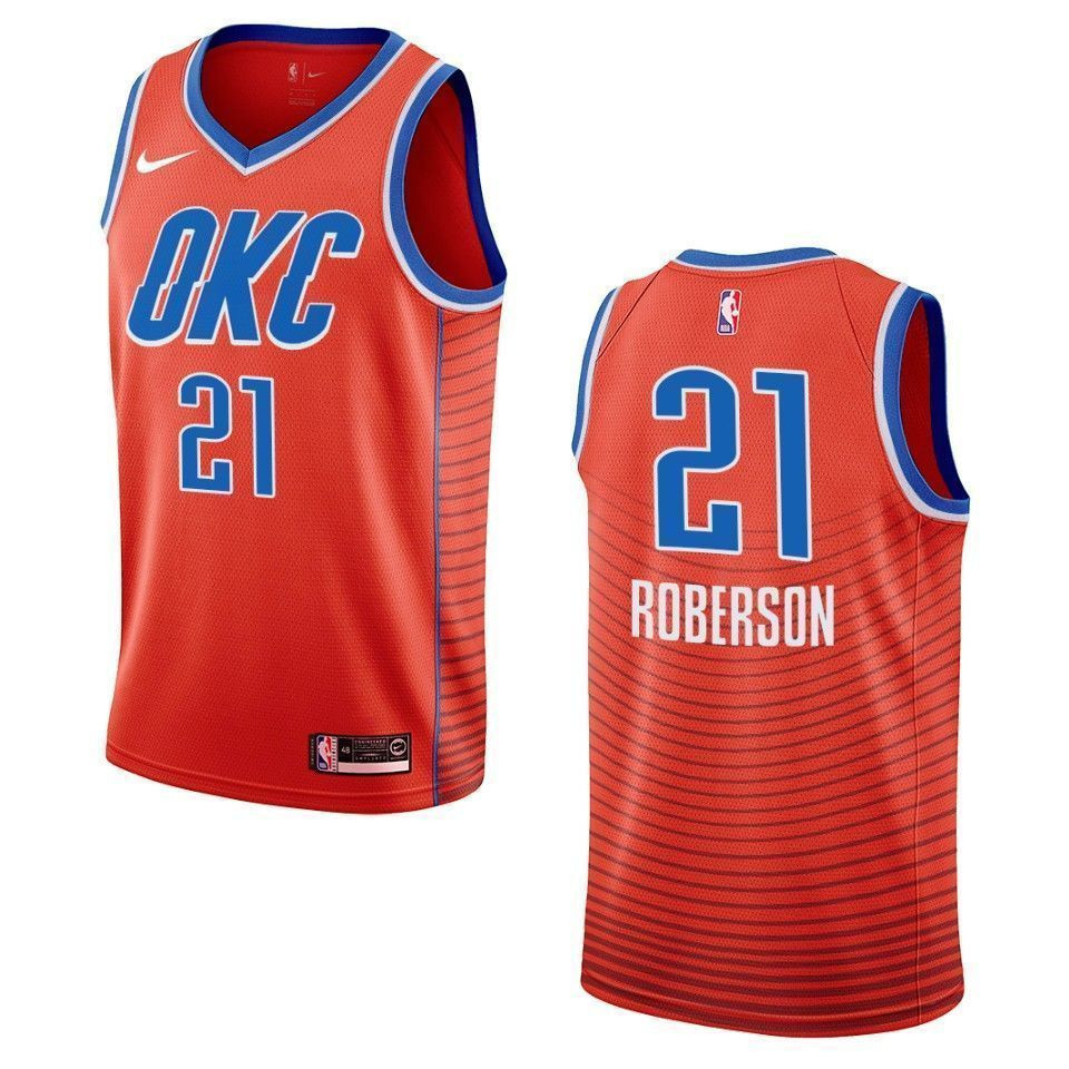 Men's Oklahoma City Thunder 21 Andre Roberson Statement Swingman Jersey - Orange - JS696 