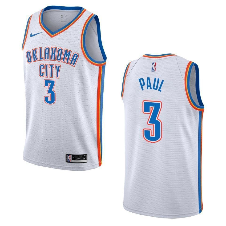 Men's Oklahoma City Thunder 3 Chris Paul Association Swingman Jersey - White - JS672 