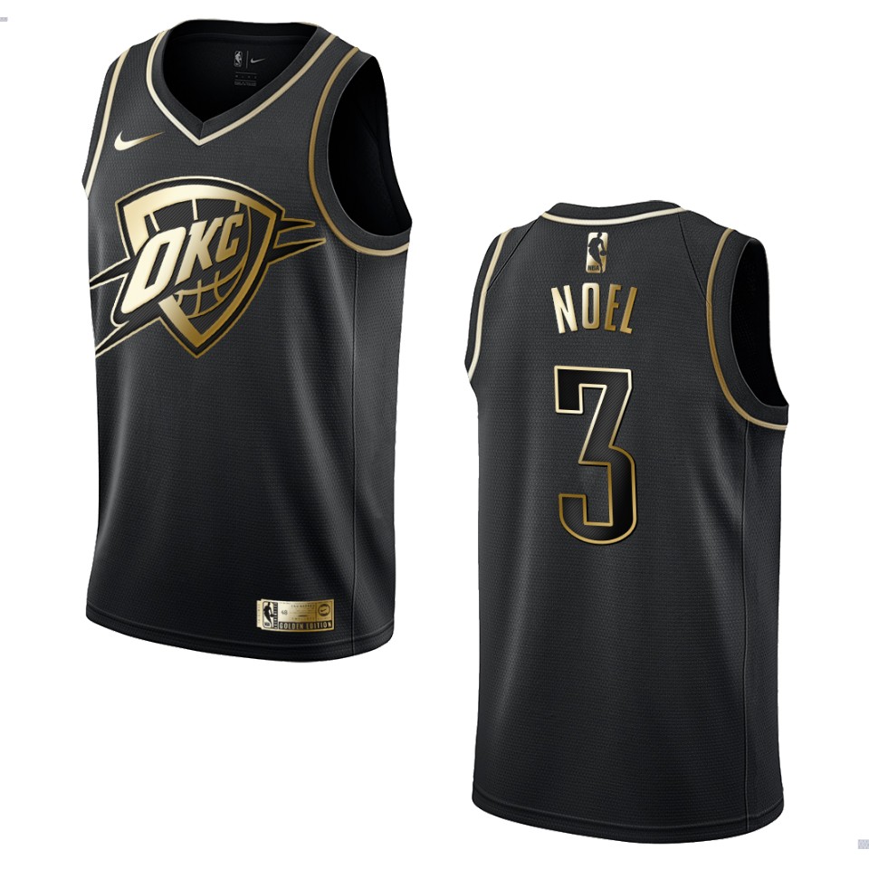 Men’s Oklahoma City Thunder #3 Nerlens Noel Golden Edition Jersey – Black