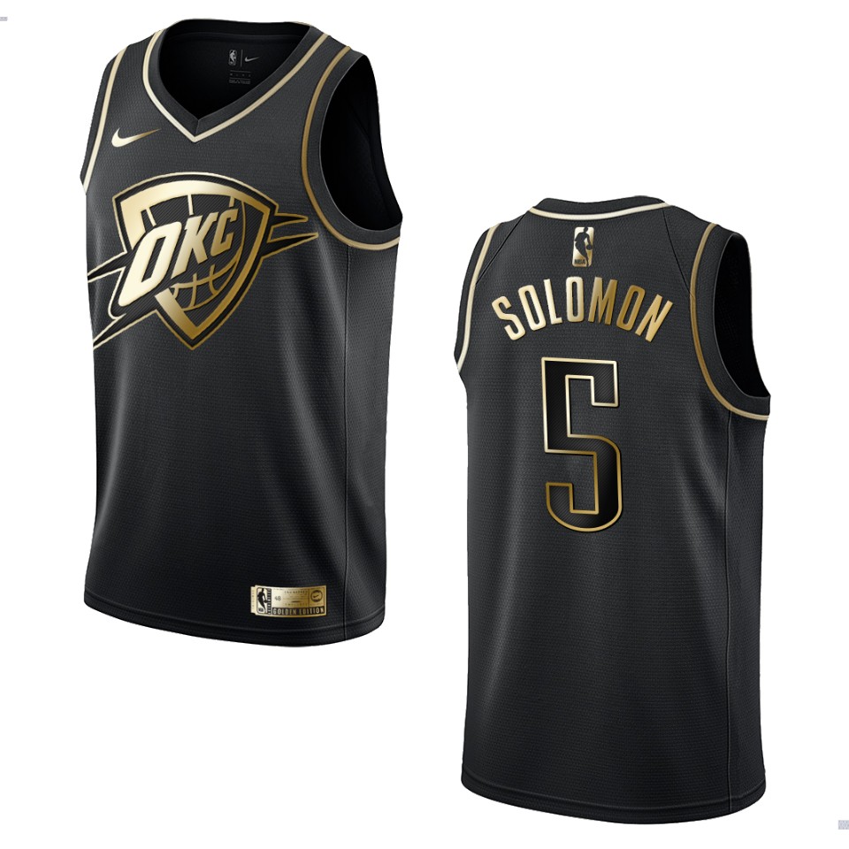Men’s Oklahoma City Thunder #5 Richard Solomon Golden Edition Jersey – Black