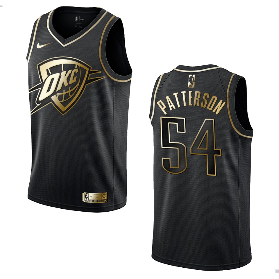 Men’s Oklahoma City Thunder #54 Patrick Patterson Golden Edition Jersey – Black
