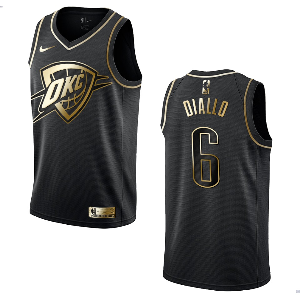 Men’s Oklahoma City Thunder #6 Hamidou Diallo Golden Edition Jersey – Black