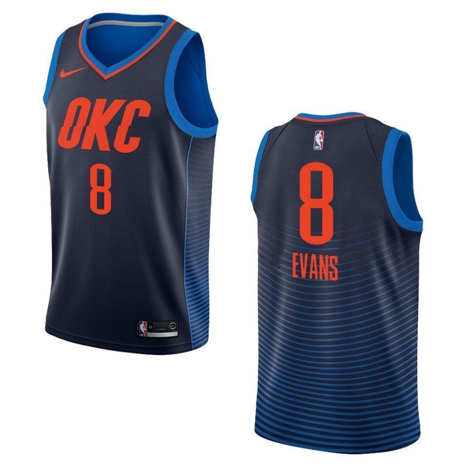 Men's Oklahoma City Thunder 8 Jawun Evans Statement Swingman Jersey - Navy - JS356 