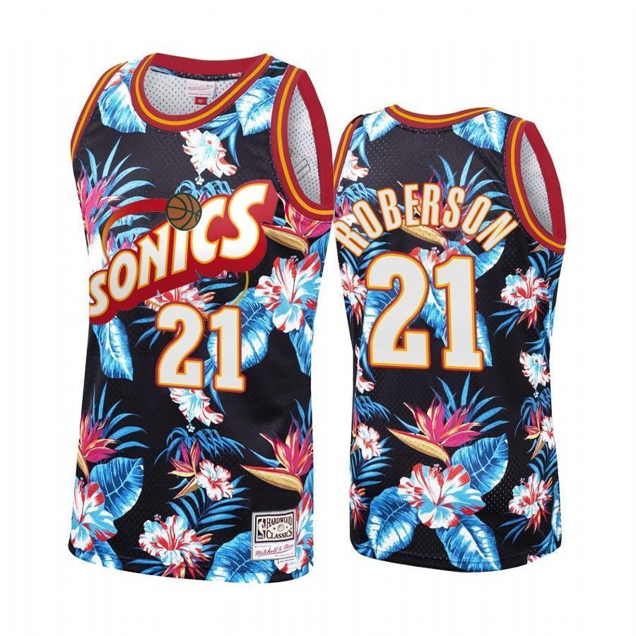 Men's Oklahoma City Thunder Andre Roberson 21 Floral Fashion Jersey - JS590 
