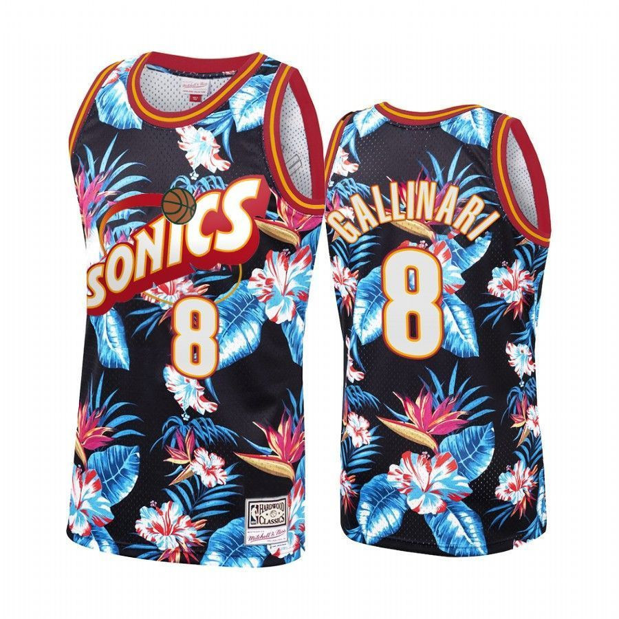 Men's Oklahoma City Thunder Danilo Gallinari 8 Floral Fashion Jersey - JS987 