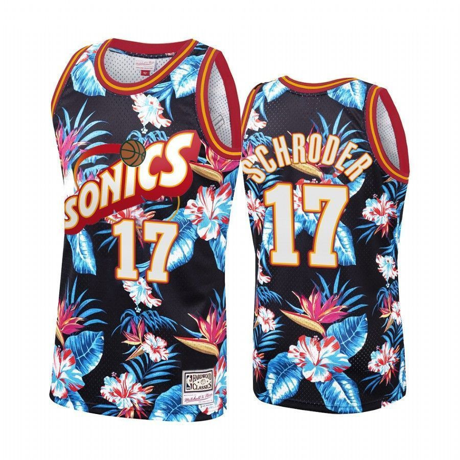 Men's Oklahoma City Thunder Dennis Schroder 17 Floral Fashion Jersey - JS990 