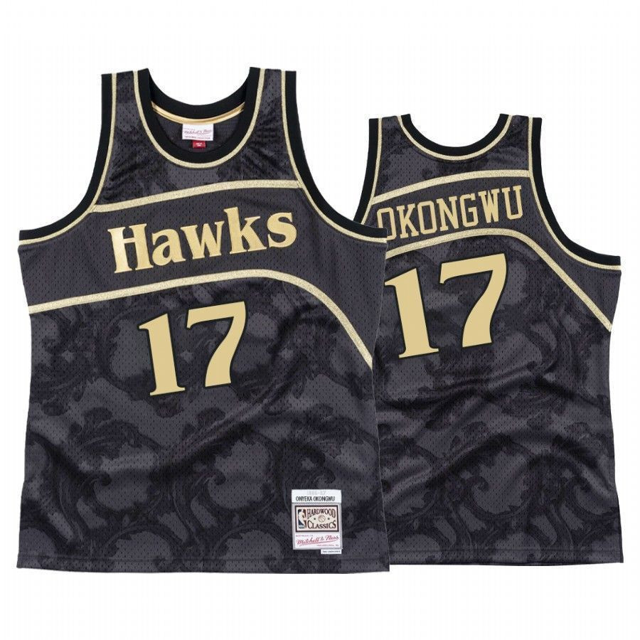 Men's Onyeka Okongwu 17 Atlanta Hawks Black Toile Jersey - JS428 