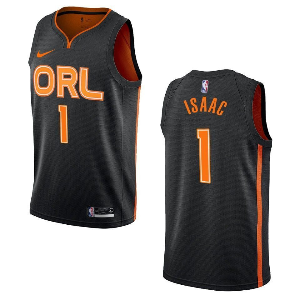 Men's Orlando Magic 1 Jonathan Isaac City Swingman Jersey - Black - JS929 