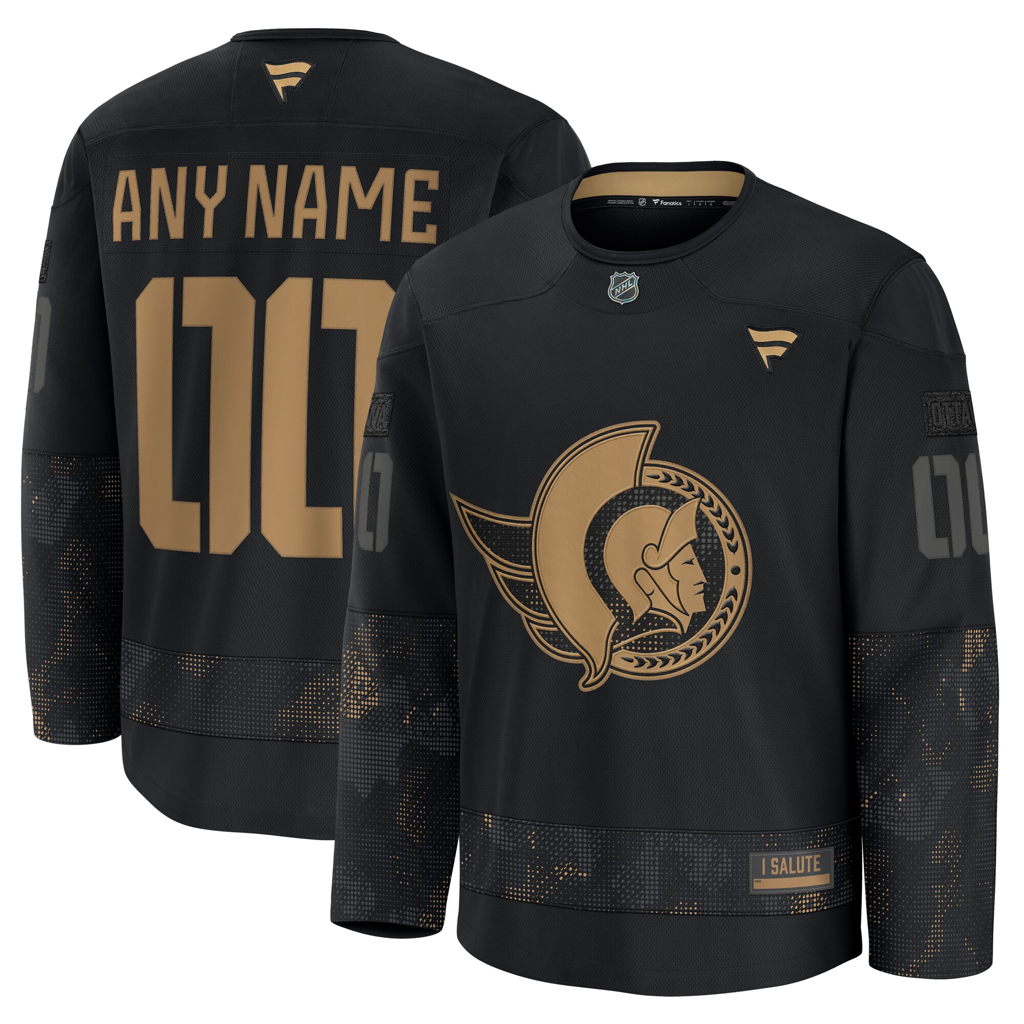 Men's Ottawa Senators Black 2024 Military Appreciation Custom Practice Jersey - JS466 
