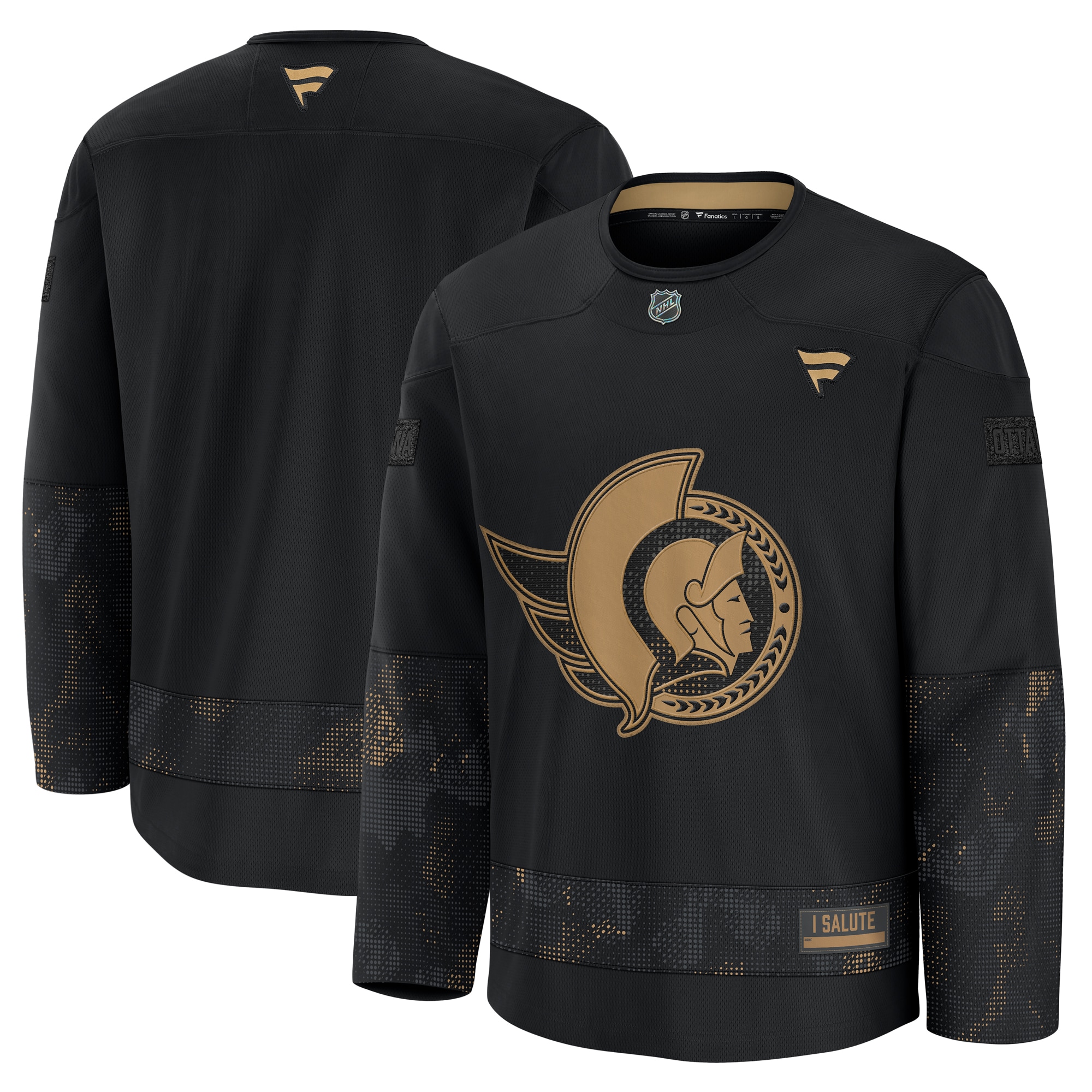 Men's Ottawa Senators Black 2024 Military Appreciation Practice Jersey - JS690 