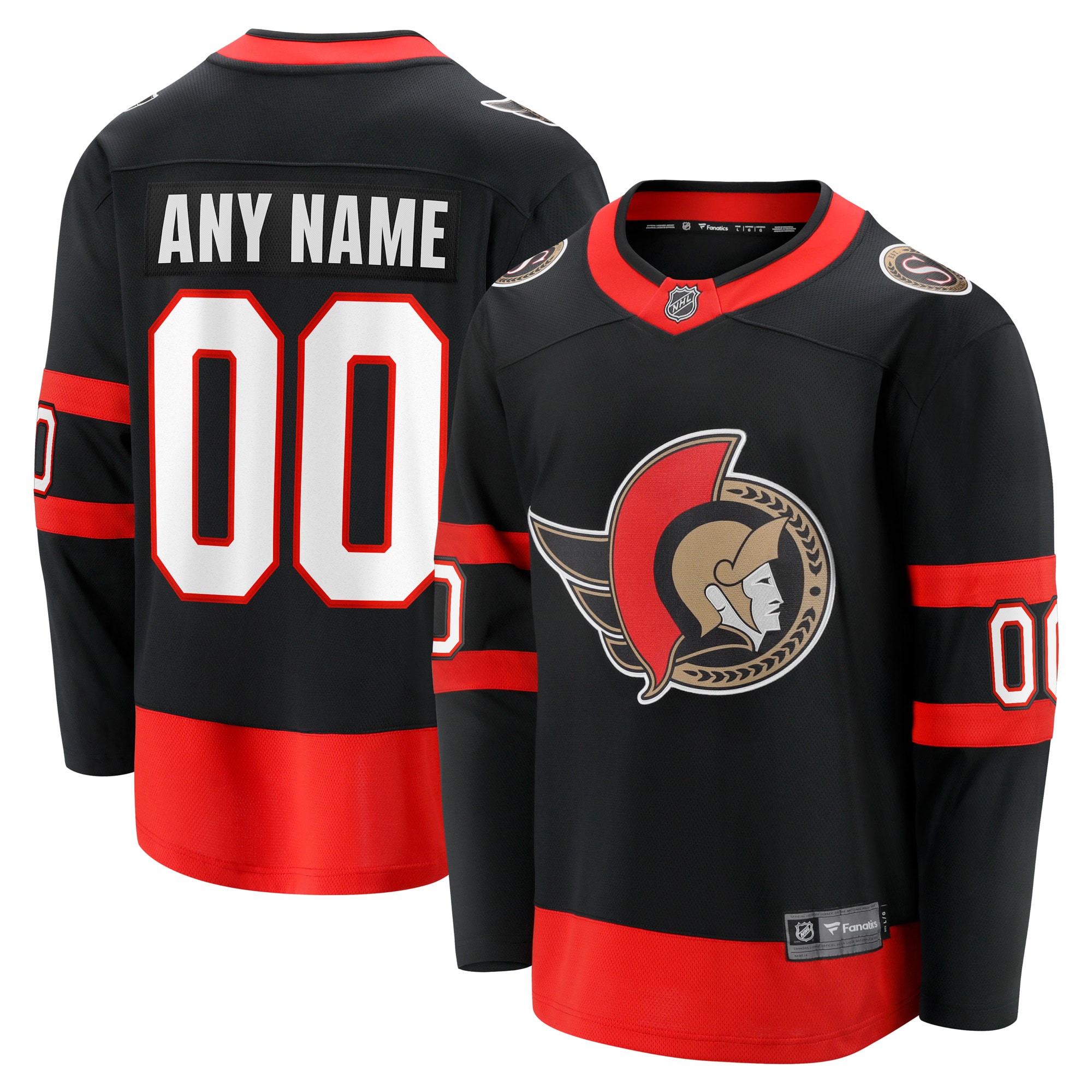 Men's Ottawa Senators Black Home Custom Breakaway Jersey - JS111 