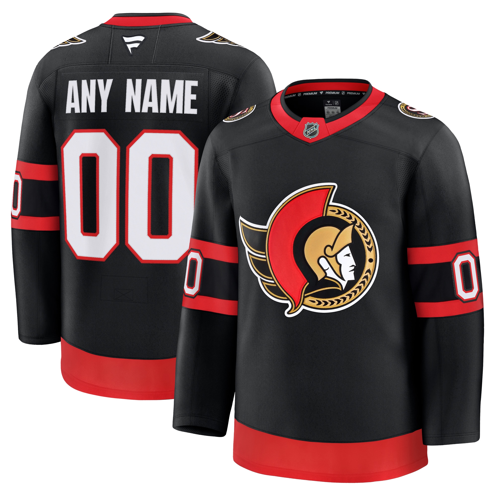 Men's Ottawa Senators Black Home Premium Custom Jersey - JS732 