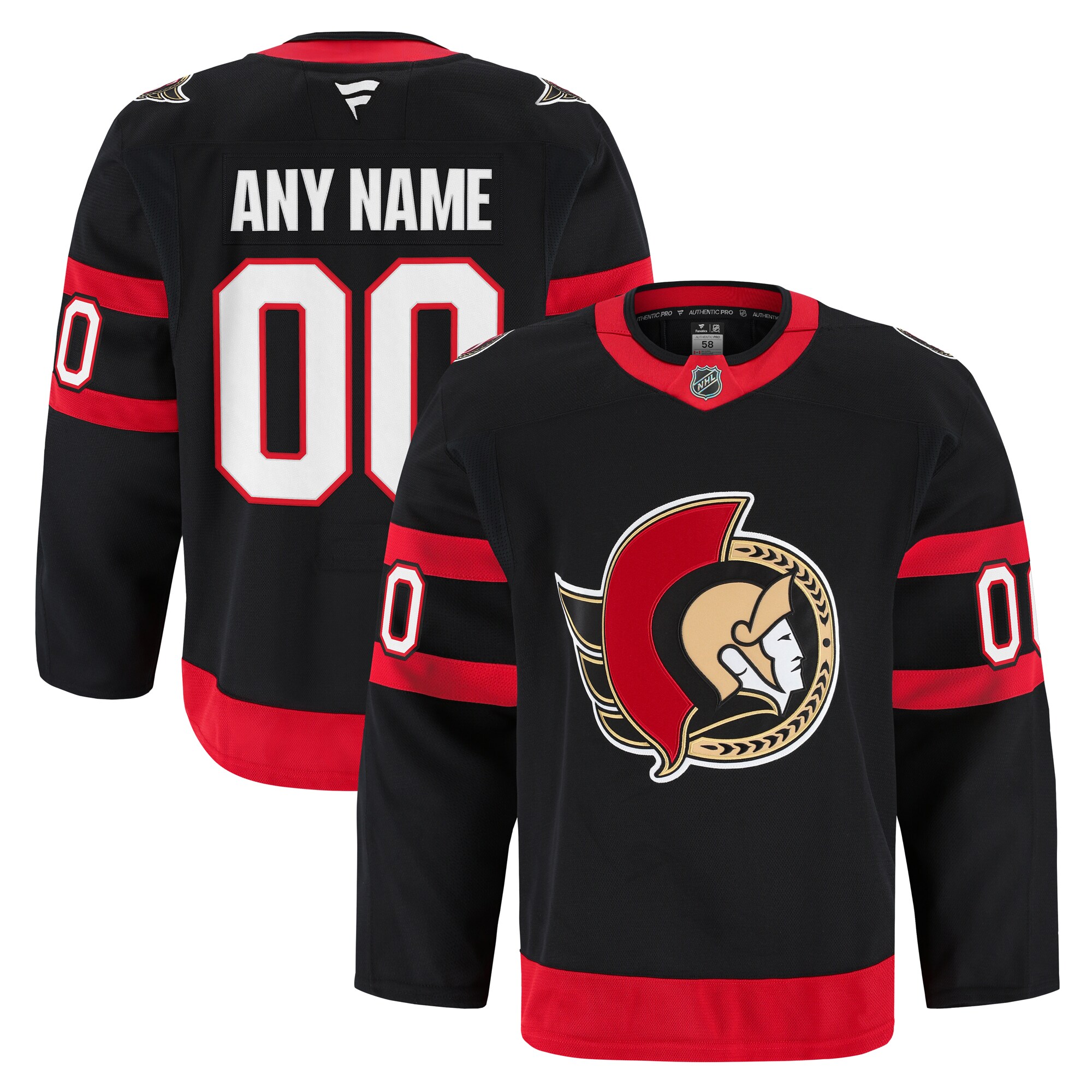 Men's Ottawa Senators Black Home Pro Custom Jersey - JS683 