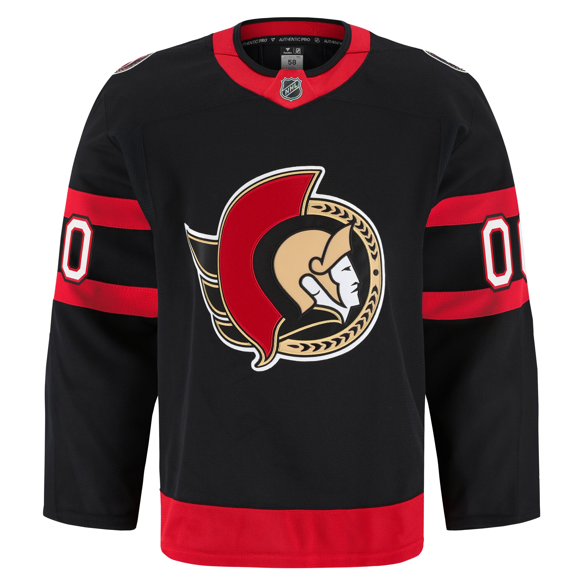 Alternative view of Men's Ottawa Senators Black Home Pro Custom Jersey - JS683 