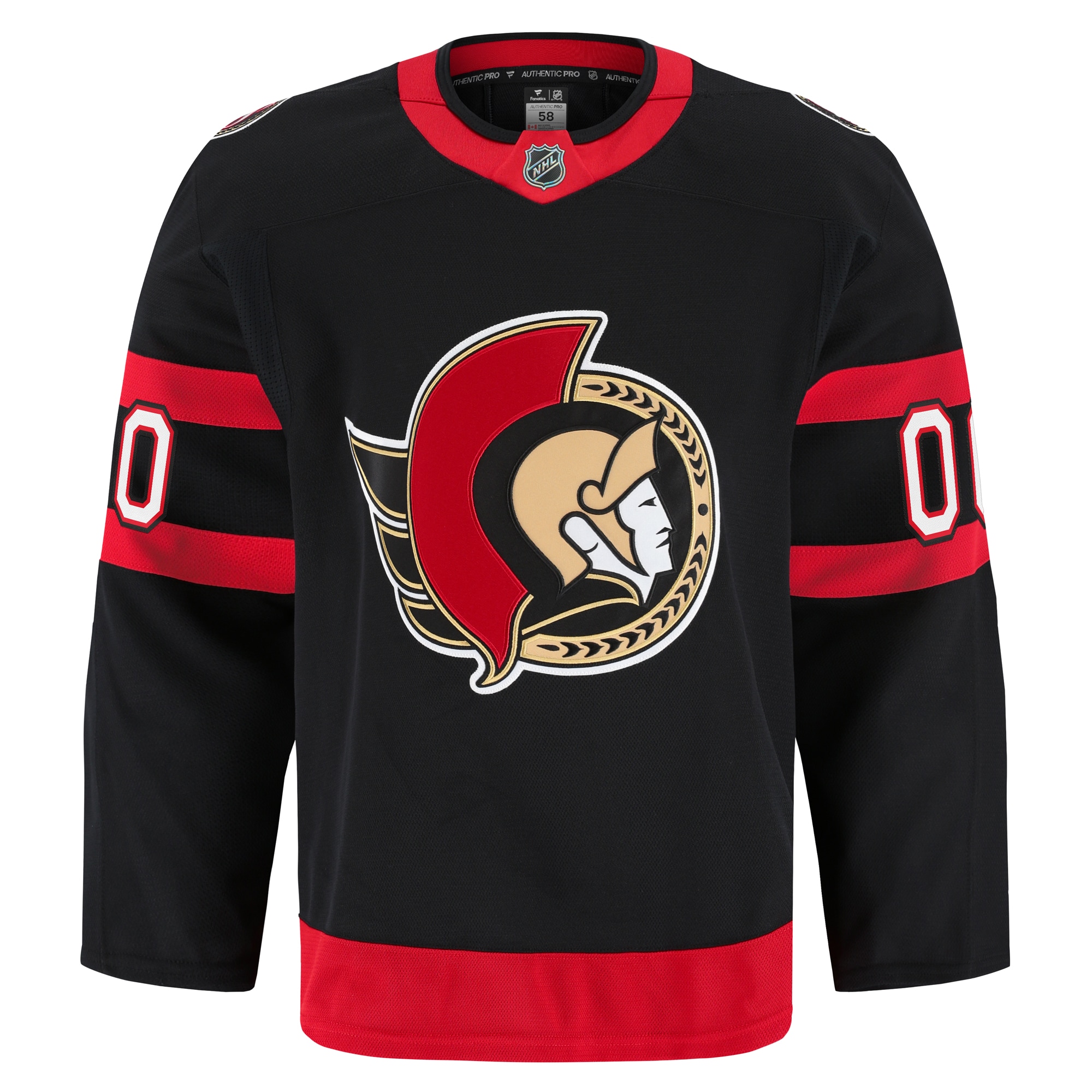 Alternative view of Men's Ottawa Senators Black Home Pro Custom Jersey - JS780 
