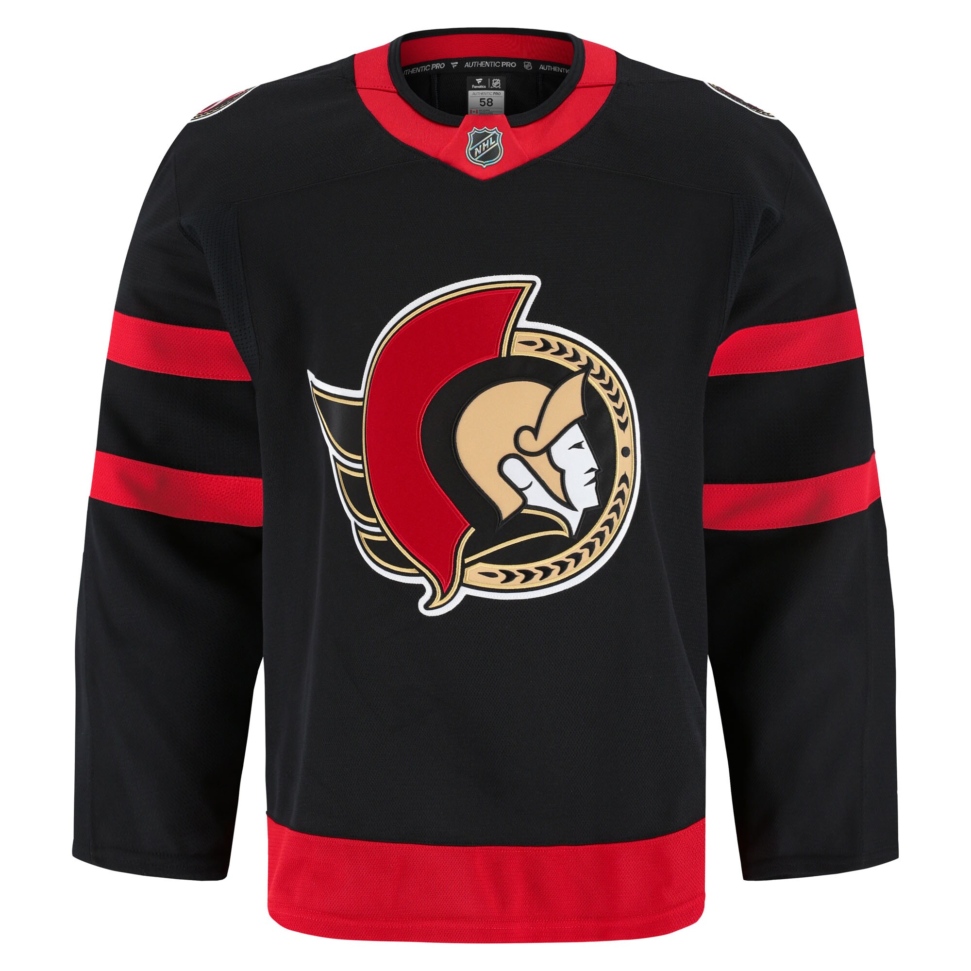 Alternative view of Men's Ottawa Senators Black Home Pro Jersey - JS639 
