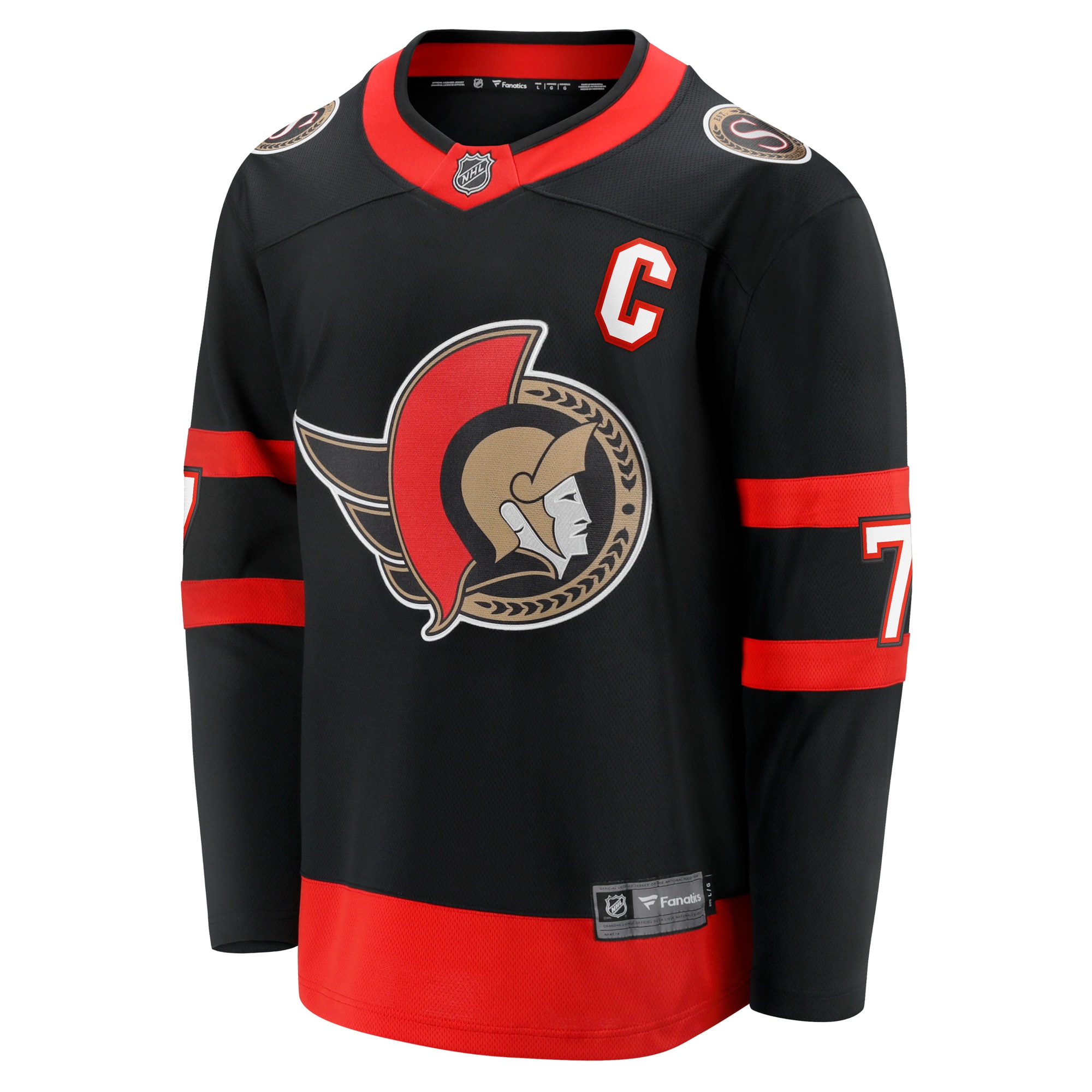 Alternative view of Men's Ottawa Senators Brady Tkachuk Black Home Breakaway Jersey - JS651 