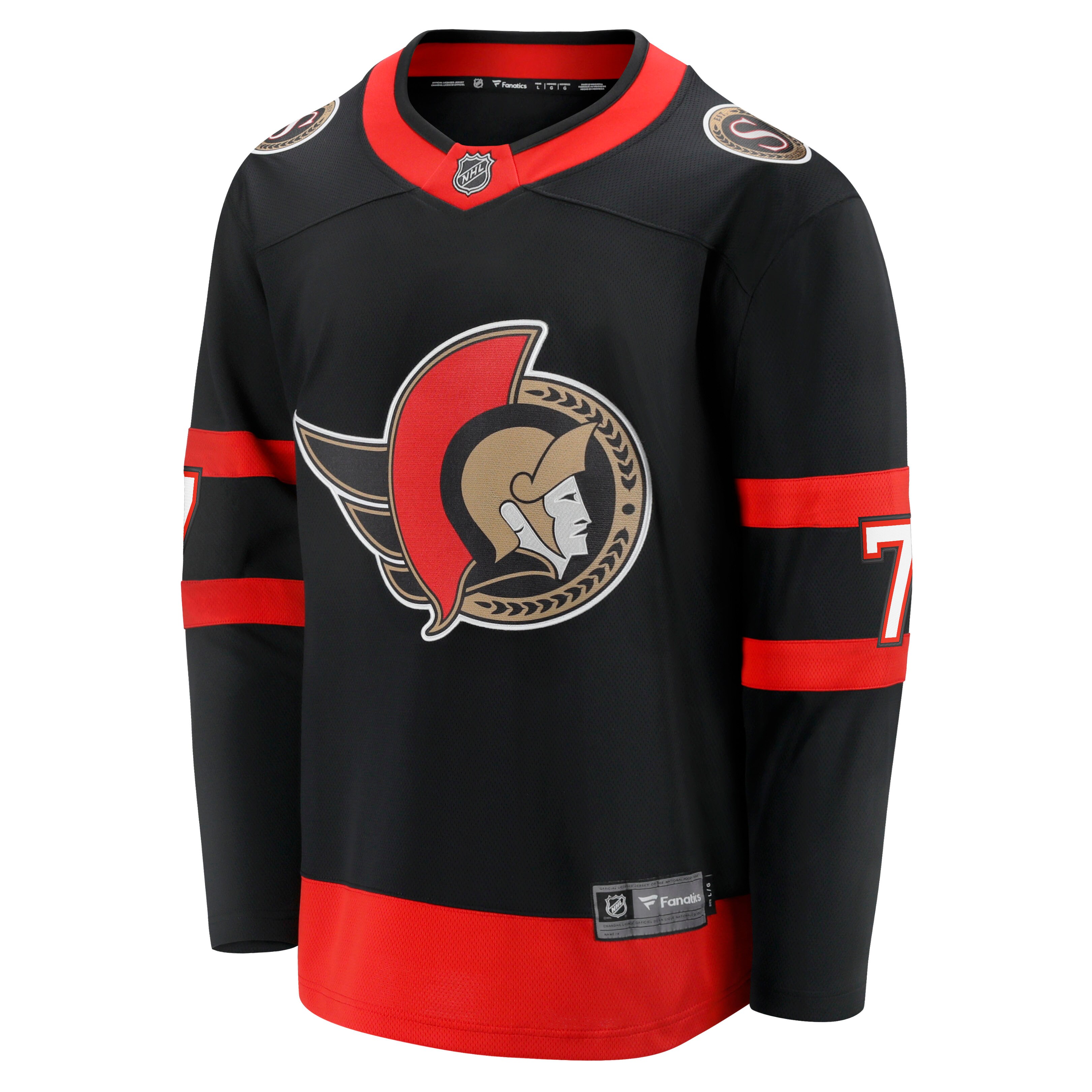 Alternative view of Men's Ottawa Senators Brady Tkachuk Black Home Breakaway Jersey - JS723 