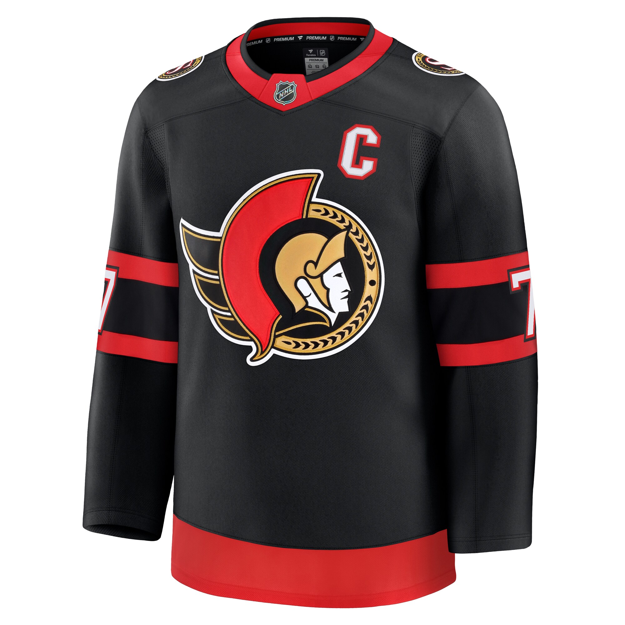 Alternative view of Men's Ottawa Senators Brady Tkachuk Black Home Premium Jersey - JS966 