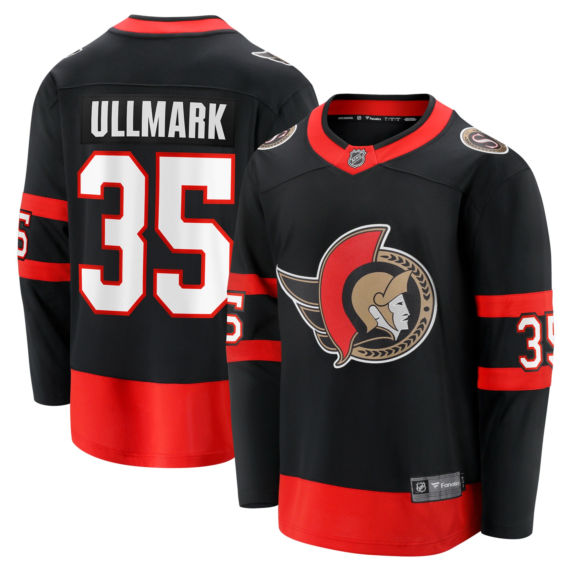 Men's Ottawa Senators Linus Ullmark Black Home Premier Breakaway Player Jersey - JS288 