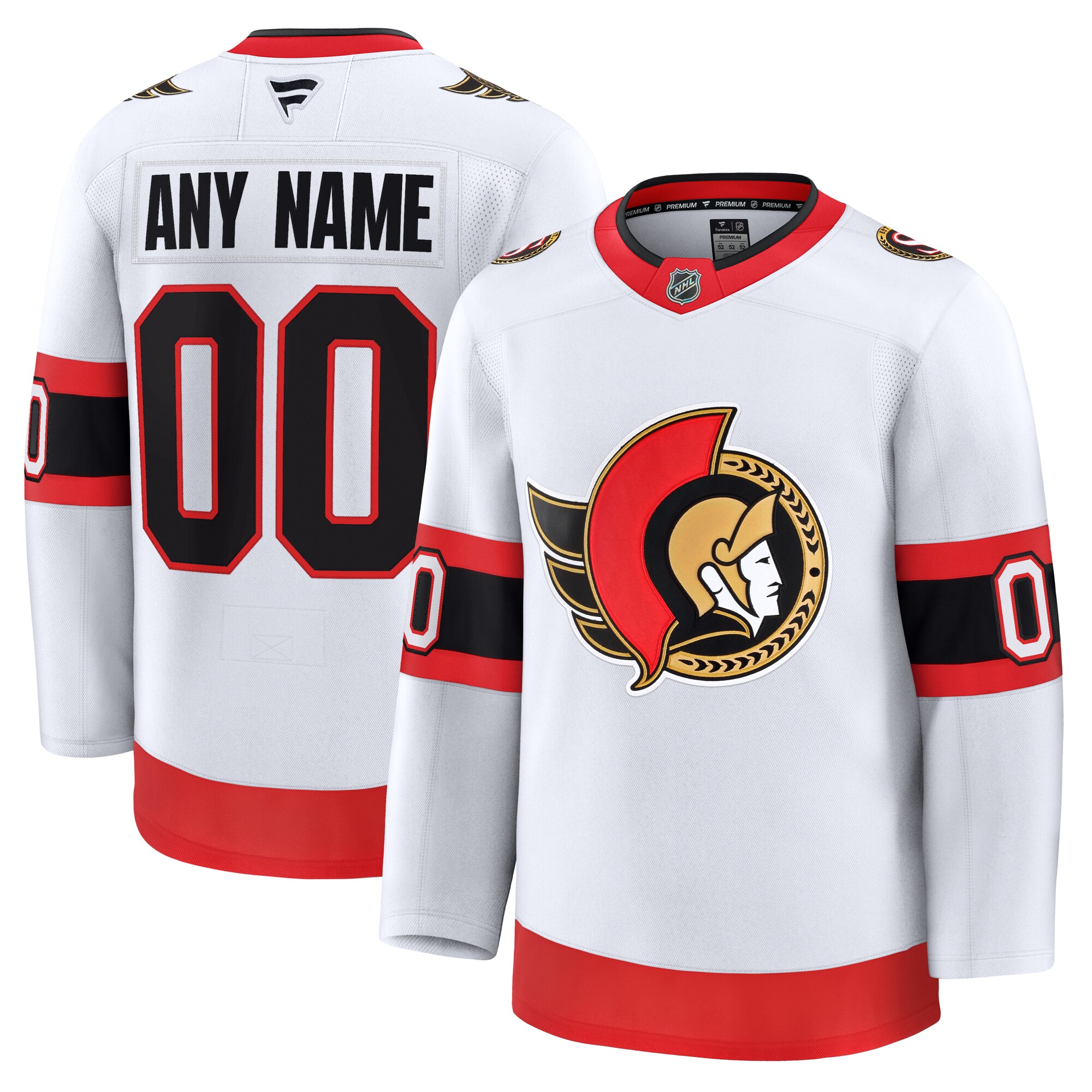 Men's Ottawa Senators White Away Premium Custom Jersey - JS394 