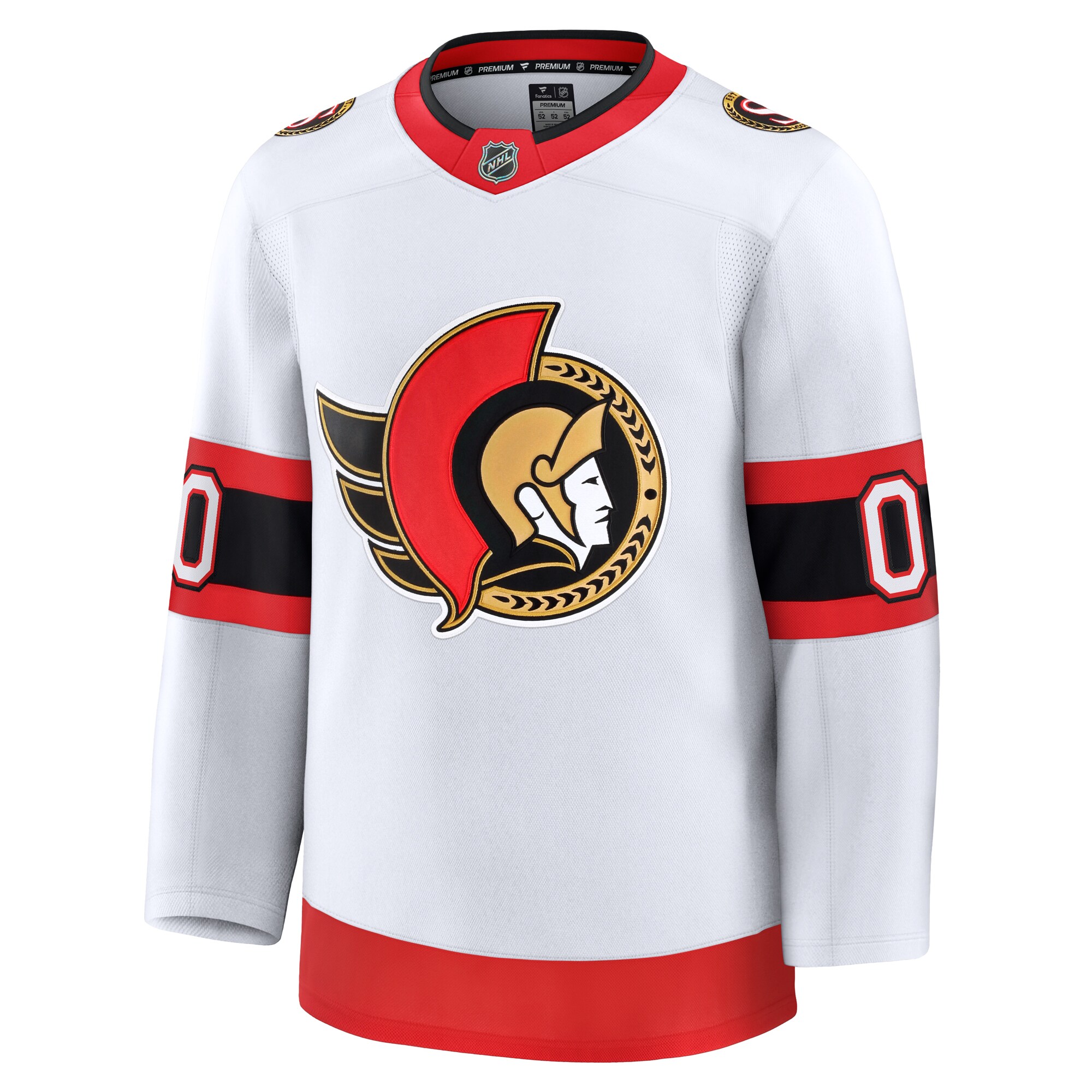 Alternative view of Men's Ottawa Senators White Away Premium Custom Jersey - JS394 