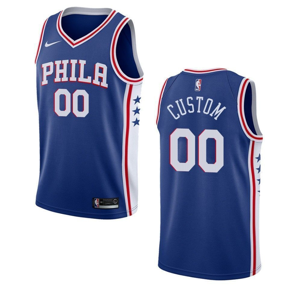 Men's Philadelphia 76ers 00 Custom Icon Swingman Jersey - Blue - JS831 
