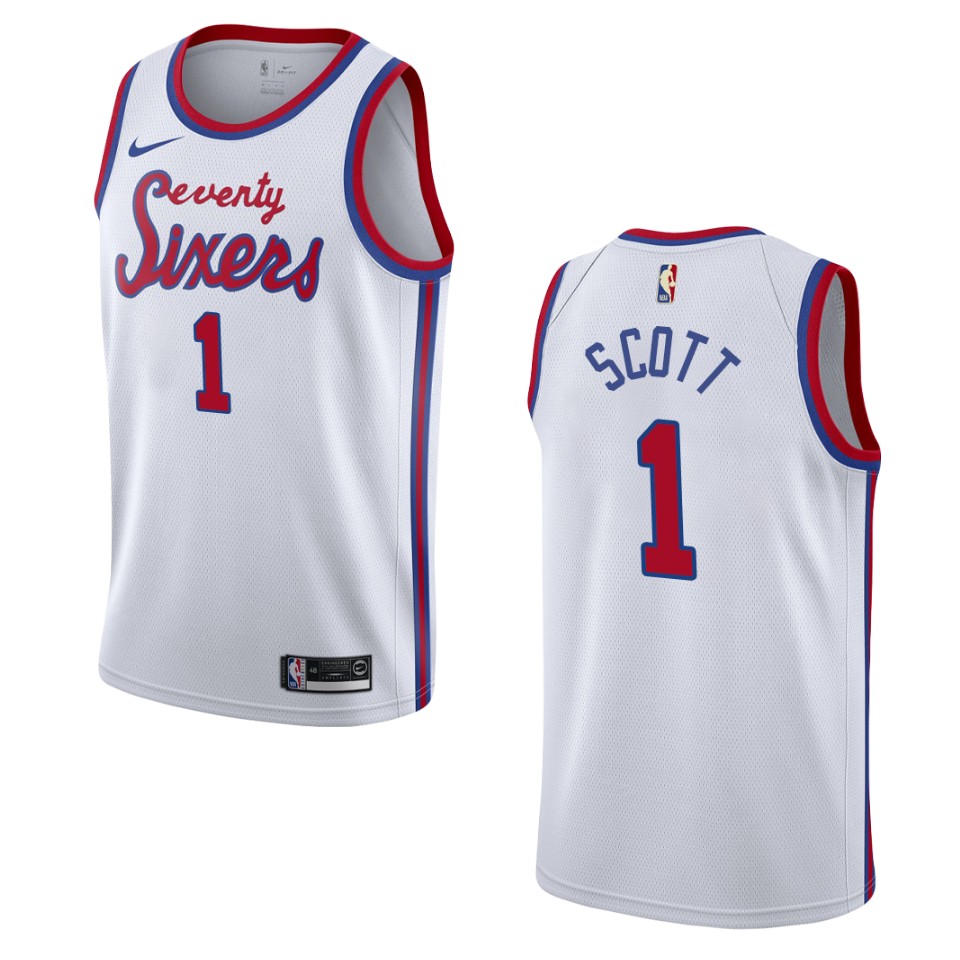 Men's Philadelphia 76ers #1 Mike Scott Hardwood Classics Swingman Jersey - White