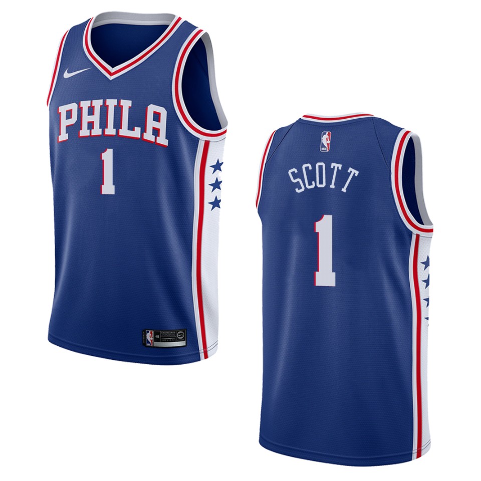 Men's Philadelphia 76ers #1 Mike Scott Icon Swingman Jersey - Blue