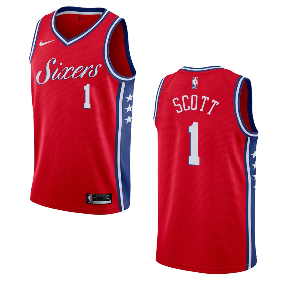 Men's Philadelphia 76ers #1 Mike Scott Statement Swingman Jersey - Red