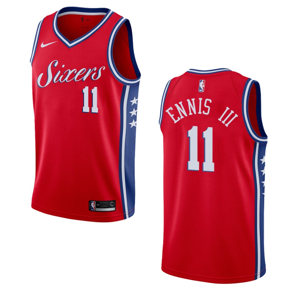 Men's Philadelphia 76ers #11 James Ennis Iii Statement Swingman Jersey - Red