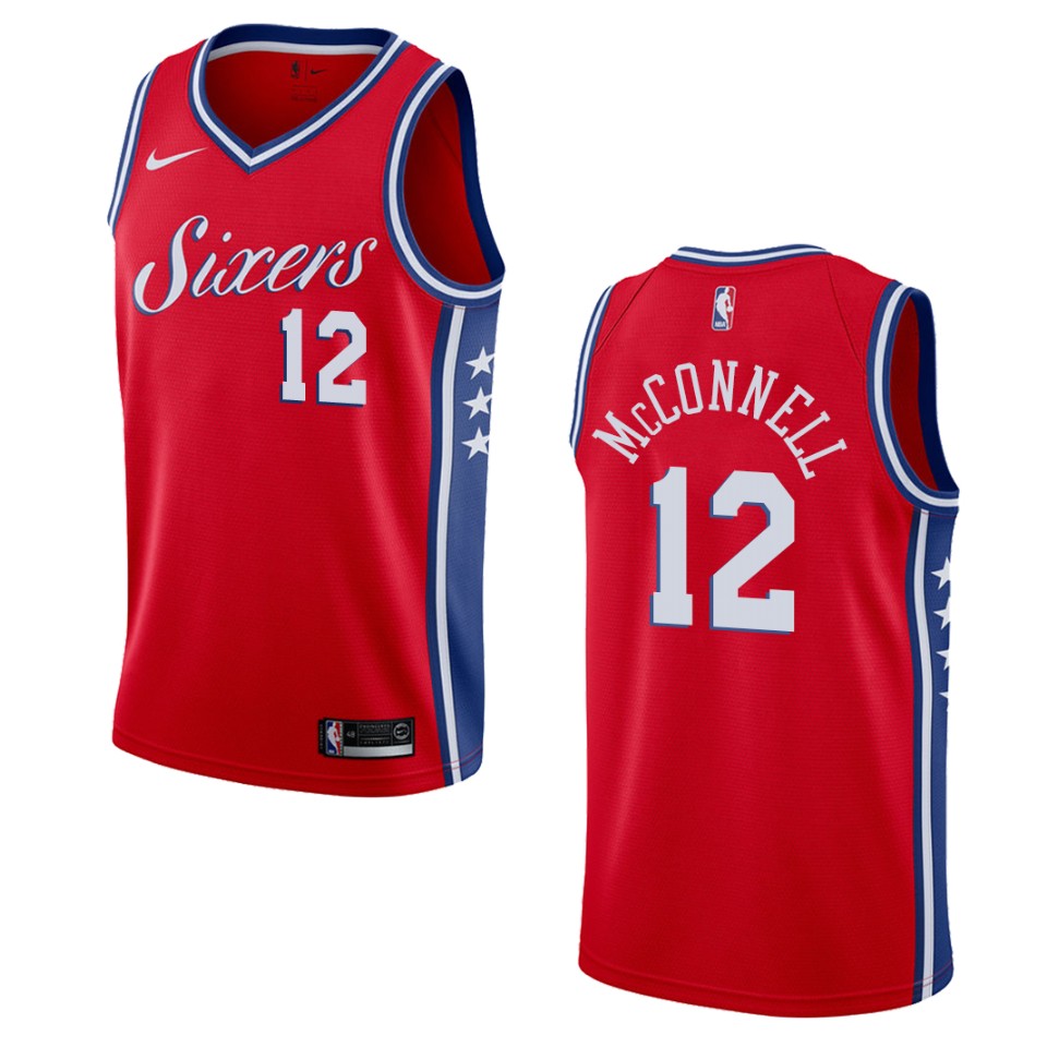 Men's Philadelphia 76ers #12 T.j. Mcconnell Statement Swingman Jersey - Red