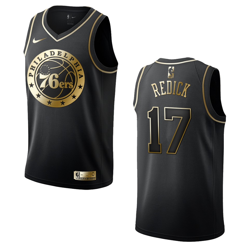 Men’s Philadelphia 76ers #17 J.j. Redick Golden Edition Jersey – Black