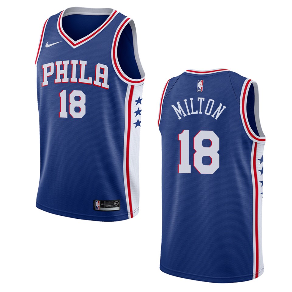 Men's Philadelphia 76ers #18 Shake Milton Icon Swingman Jersey - Blue