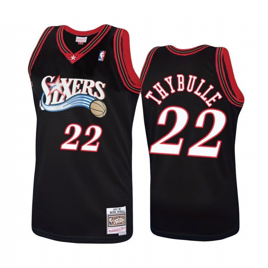 Men's Philadelphia 76ers 22 Matisse Thybulle Hardwood Classics Black Jersey - JS934 
