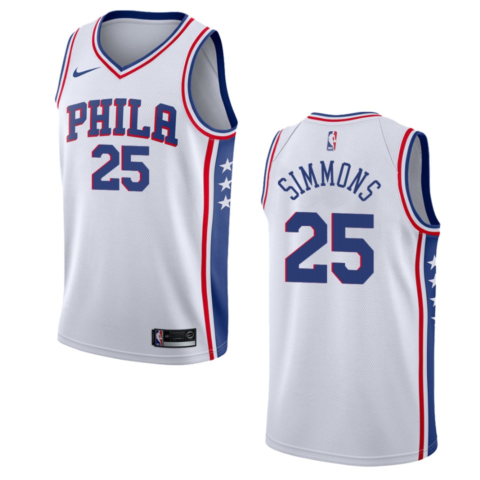 Men's Philadelphia 76ers #25 Ben Simmons Association Swingman Jersey - White