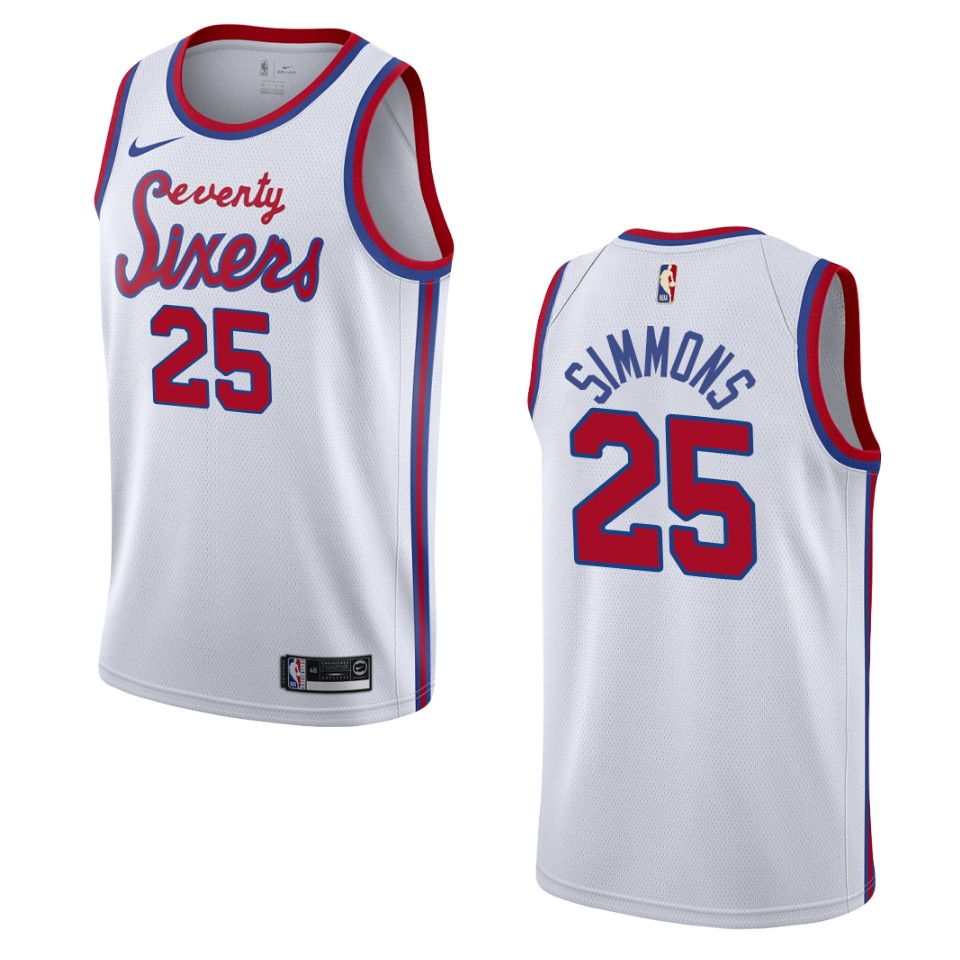 Men's Philadelphia 76ers #25 Ben Simmons Hardwood Classics Swingman Jersey - White